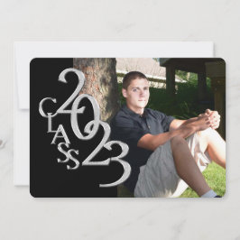 Classic Black 2023 Foto Afstuderen Invitation Kaart