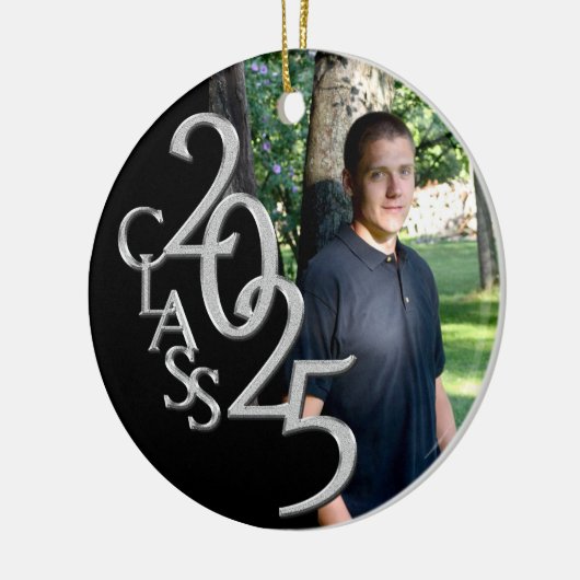 Classic Black 2025 Afstuderen Foto Keramisch Ornament (Links)