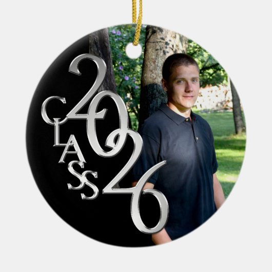 Classic Black 2026 Graduate Photo Keramisch Ornament (Voorkant)