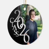 Classic Black 2026 Graduate Photo Keramisch Ornament (Links)