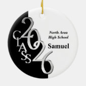 Classic Black 2026 Graduate Photo Keramisch Ornament (Achterkant)