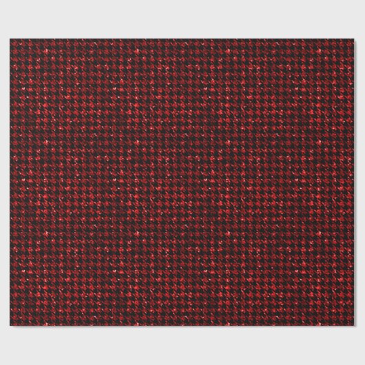 Classic Black and Glitter Red Houndstooth Pattern Cadeaupapier (Vlak)