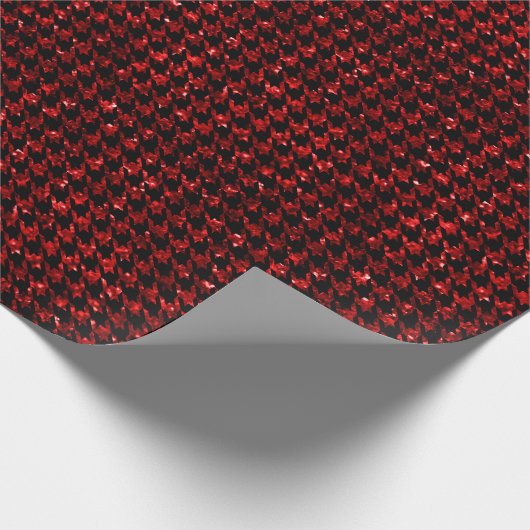 Classic Black and Glitter Red Houndstooth Pattern Cadeaupapier (Hoek)