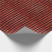Classic Black and Glitter Red Houndstooth Pattern  Cadeaupapier (Hoek)