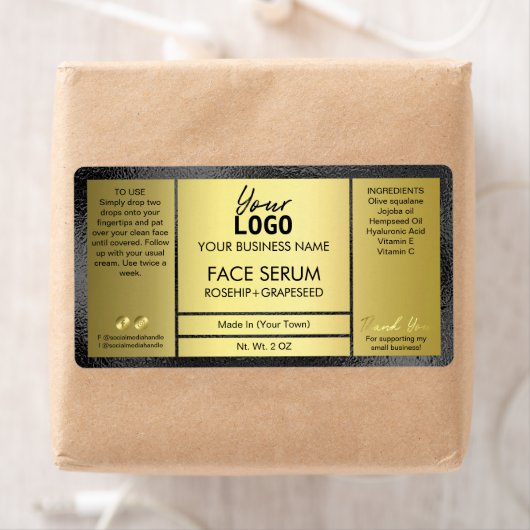 Classic Black and Gold Effect Oil Serum Label (Insitu)