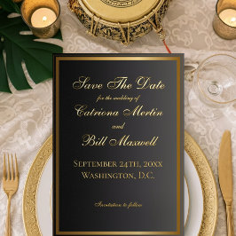 Classic Black and Gold Elegant Save the Date Folie Uitnodiging