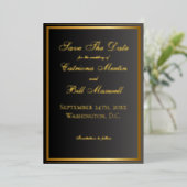 Classic Black and Gold Elegant Save the Date Folie Uitnodiging (Staand Voorkant)