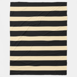 Classic Black and Golden Blonde Vertical Striped Fleece Deken