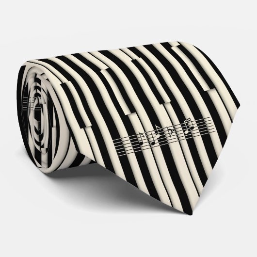 Classic Black and Ivory Abstract Piano Key  Stropdas (Opgerold)