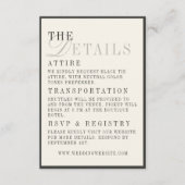 Classic Black and Ivory Wedding Details Informatiekaartje (Voorkant)