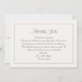Classic Black and Ivory Wedding Photo Bedankkaart