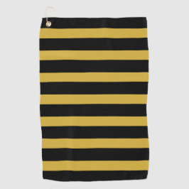 Classic Black and Metallic Gold Horizontal Striped Golfhanddoek