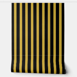 Classic Black and Metallic Gold Striped Stylish Behang