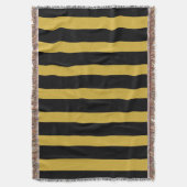Classic Black and Metallic Gold Vertical Striped Deken (Voorkant Verticaal)