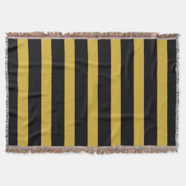 Classic Black and Metallic Gold Vertical Striped Deken