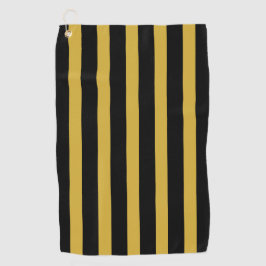 Classic Black and Metallic Gold Vertical Striped Golfhanddoek
