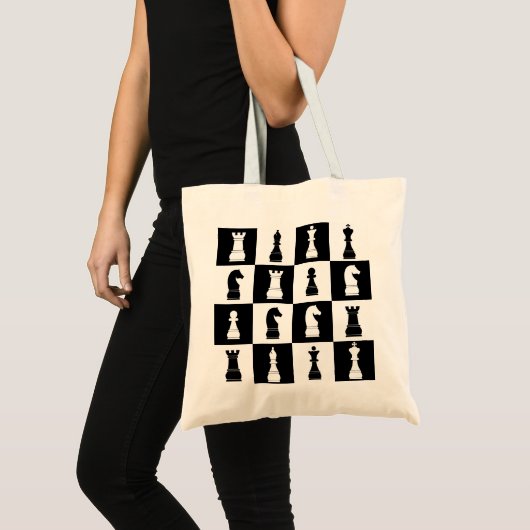 Classic Black and White Chess Game Figtern Tote Bag (Voorkant (product))