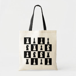 Classic Black and White Chess Game Figtern Tote Bag