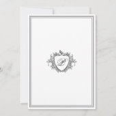 Classic black and white crest monogram wedding  kaart (Achterkant)