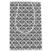 Classic Black and White Damask Textile Pattern Medium Cadeauzakje (Voorkant)