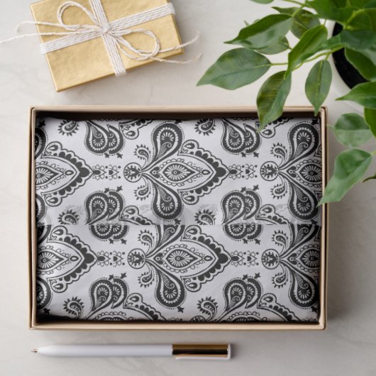Classic Black and White Damask Textile Pattern Tissuepapier (Geschenk)