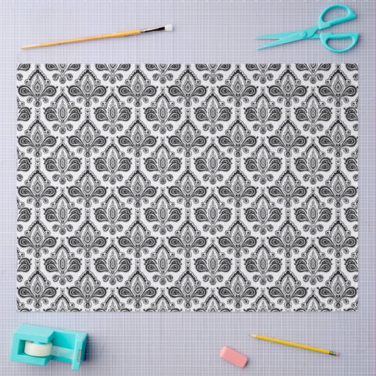 Classic Black and White Damask Textile Pattern Tissuepapier (Craft)