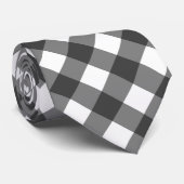 Classic Black And White Diagonal Gingham Plaid Stropdas (Opgerold)