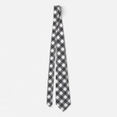 Classic Black And White Diagonal Gingham Plaid Stropdas (Achterkant)
