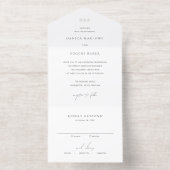 Classic Black and White Elegant Wedding All In One Uitnodiging (Binnenkant)