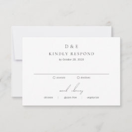 Classic Black and White Elegant Wedding RSVP Kaartje