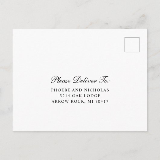 Classic Black and White Formal Wedding RSVP Uitnodiging Briefkaart (Achterkant)