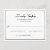 Classic Black and White Formal Wedding RSVP Uitnodiging Briefkaart (Voorkant)
