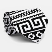 Classic Black And White Greek Key Geometric Stropdas (Opgerold)