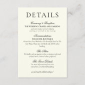 Classic Black and White Minimalist Wedding Details Informatiekaartje (Voorkant)