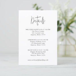 Classic Black and White Modern Wedding Informatiekaartje