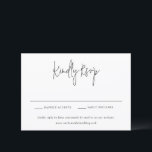 Classic Black and White Modern Wedding RSVP Kaartje<br><div class="desc">Elegant wedding rsvp card featuring a classic design with modern typography.  This design is part of a wedding invitation suite featuring a clean and simple design layout which works well whether you are having a formal wedding or a more casual wedding.</div>