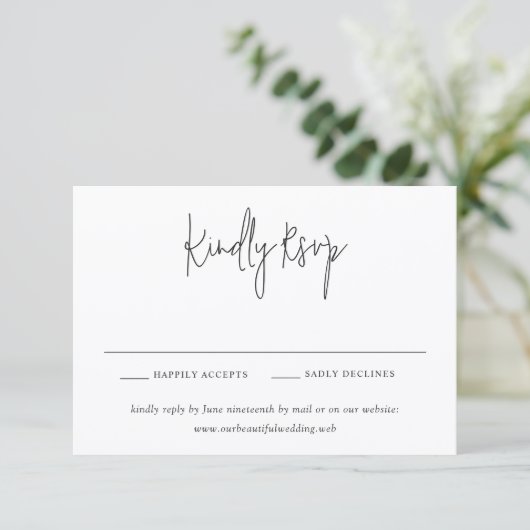 Classic Black and White Modern Wedding RSVP Kaartje (Staand voorkant)