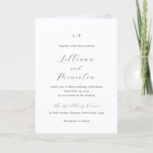 Classic Black and White Monogram Elegant Wedding (Voorkant)