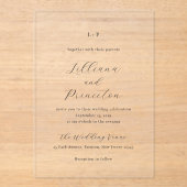 Classic Black and White Monogram Elegant Wedding Acryl Uitnodigingen (Voorkant)