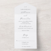 Classic Black and White Monogram Elegant Wedding All In One Uitnodiging (Binnen)