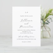 Classic Black and White Monogram Elegant Wedding Kaart (Staand voorkant)