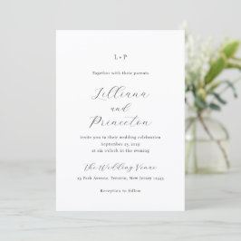 Classic Black and White Monogram Elegant Wedding Kaart