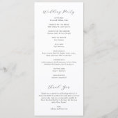 Classic Black and White Monogram Elegant Wedding Programmakaart (Achterkant)