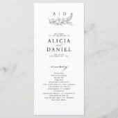 Classic black and white monogram wedding program programmakaart (Voorkant)