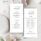 Classic black and white monogram wedding program programmakaart