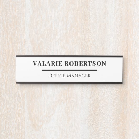Classic Black and White Office  Desk Name Plate Deurbordje (Voorkant)