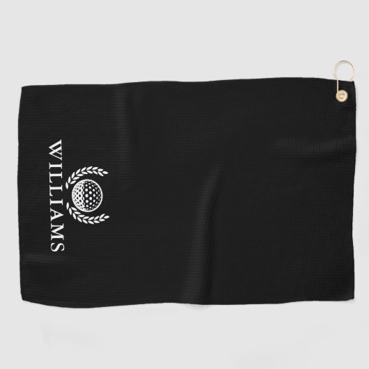 Classic Black And White Personalized Name Monogram Golfhanddoek (Horizontaal)