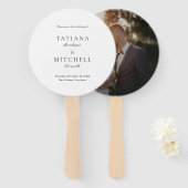 Classic Black and White Photo Elegant Wedding Handwaaier (Voorkant en achterkant)