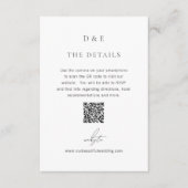 Classic Black and White QR Code Elegant Wedding Informatiekaartje (Voorkant)
