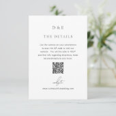Classic Black and White QR Code Elegant Wedding Informatiekaartje (Staand voorkant)